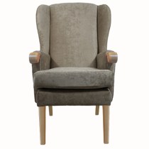 Beige Orthopedic High Seat Chair With Wooden Knuckles in Light Oak - Straight Legs