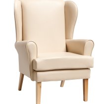 Cavendish Wingback Chair in Cream Vinyl LC21